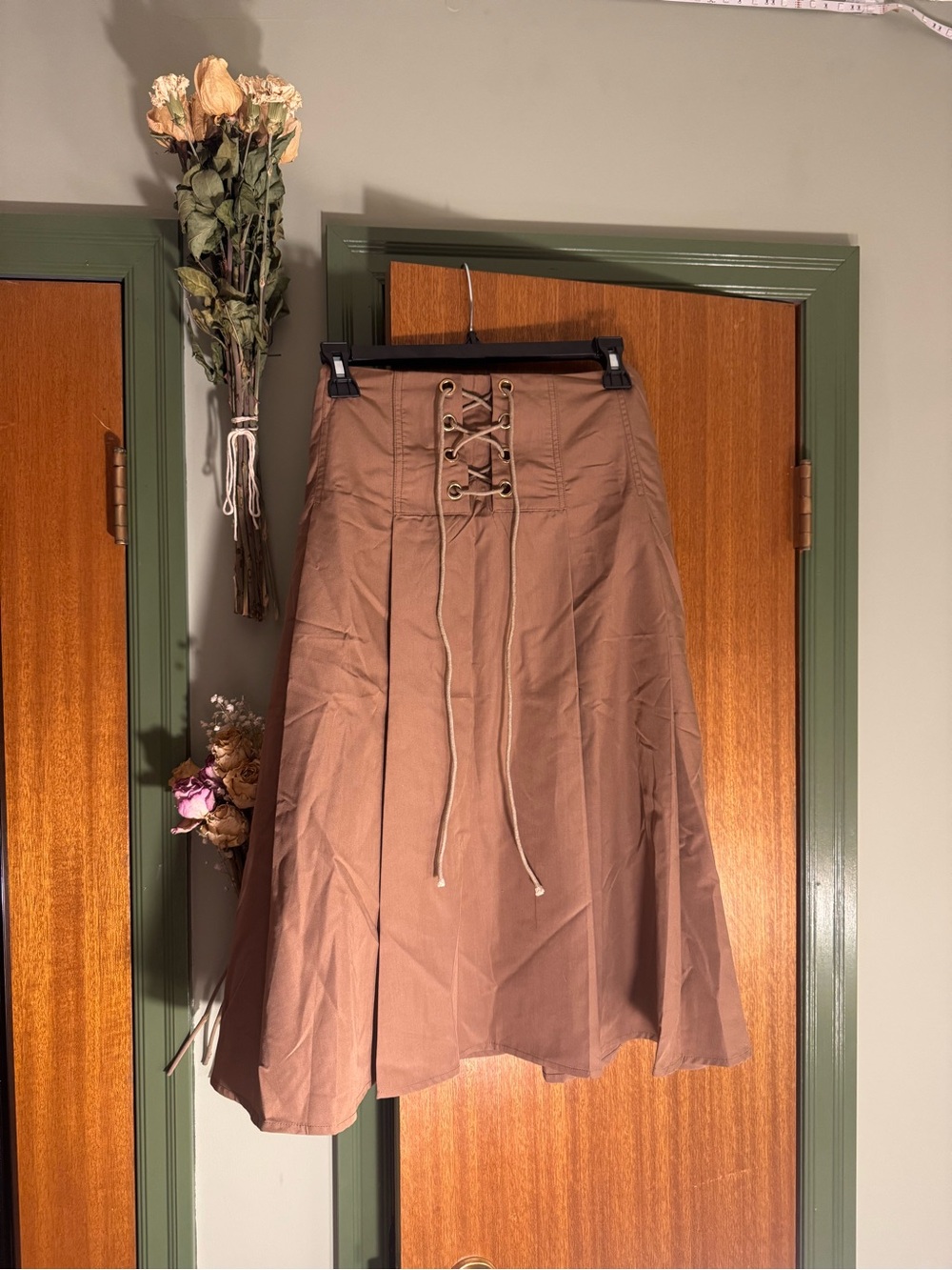 Brown Vintage-Style Adjustable Midi Skirt 0XL